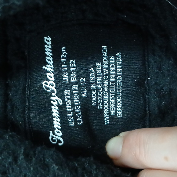 Tommy Bahama Hooded Sherpa Half-Zip Pullover Black Boys 10/12 Lg - Picture 4 of 6